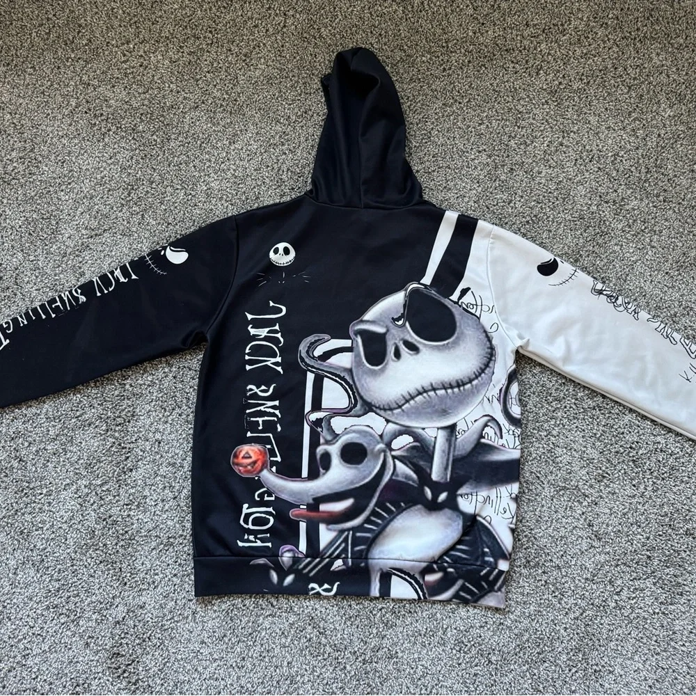 Jack Skellington Men's Hoodie‎ Black White Size Small Nightmare Before Christmas - Picture 3 of 9